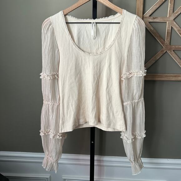 Anthropologie Long Sleeve Victorian Ruffled Top Medium NWT - Picture 2 of 5